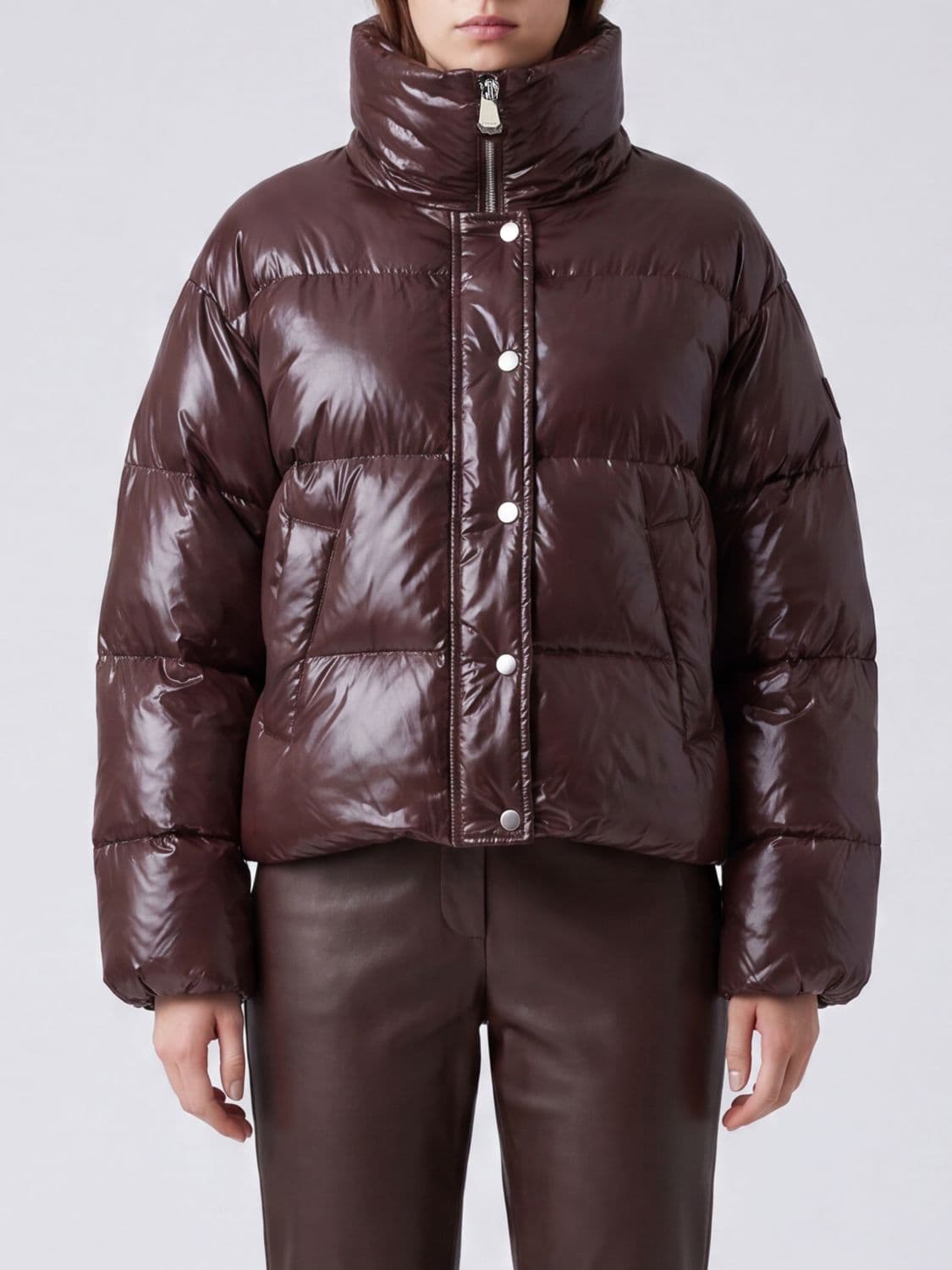 Pinko Short Waterproof Hooded Puffer Jacket in Quilted Nylon