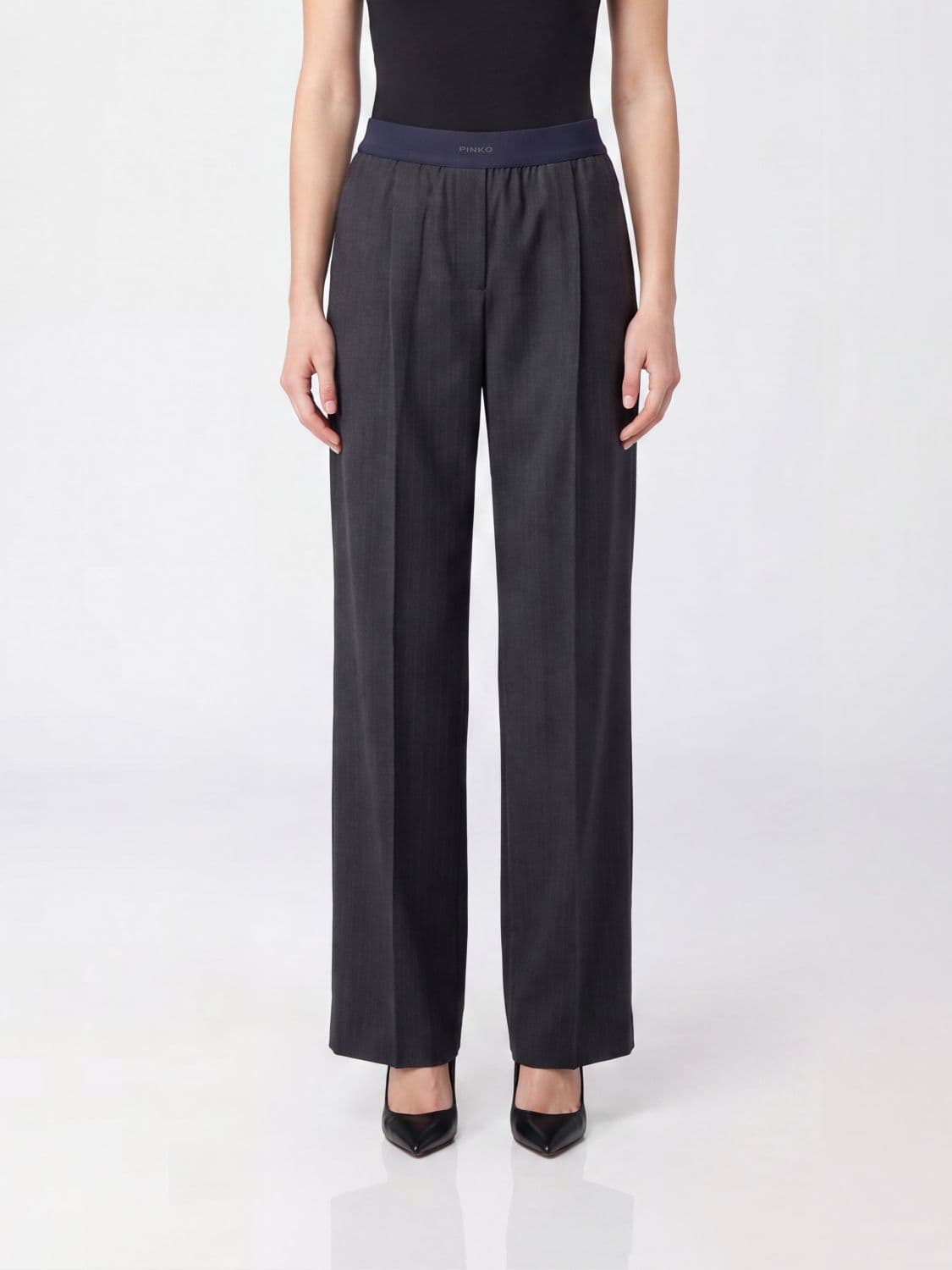 Pinko Phaius High-Waisted Wool Blend Palazzo Trousers