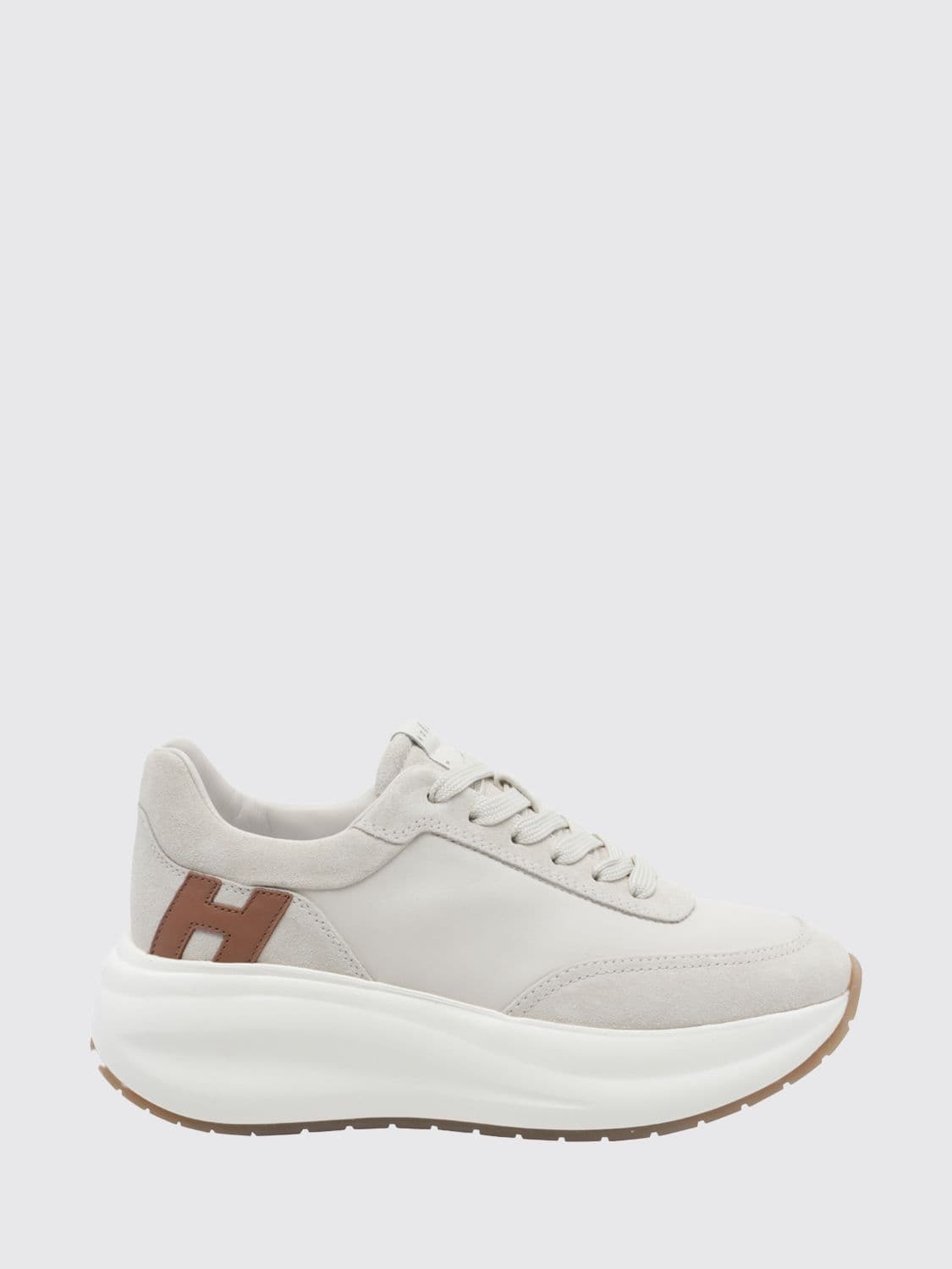 Hogan H696 Sneakers in Smooth Calfskin and Suede with Chunky Sole