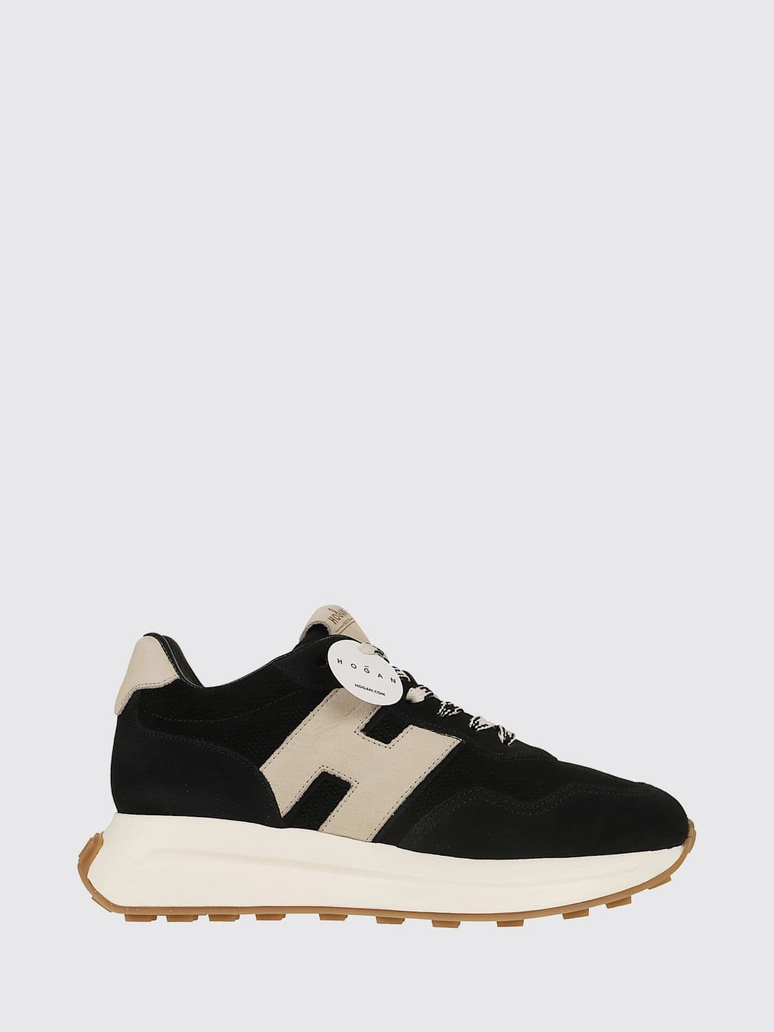 Hogan H641 Sneakers in Calfskin and Suede with Notched Chunky Sole