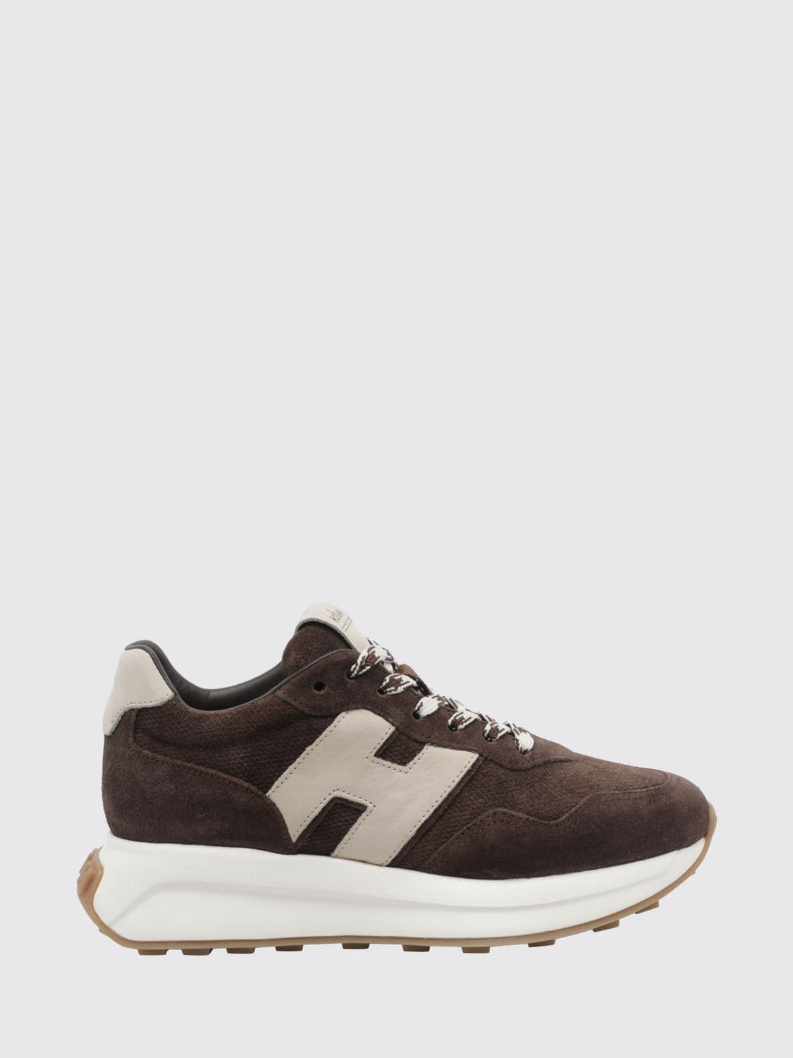 Hogan H641 Sneakers in Calfskin and Suede with Notched Chunky Sole
