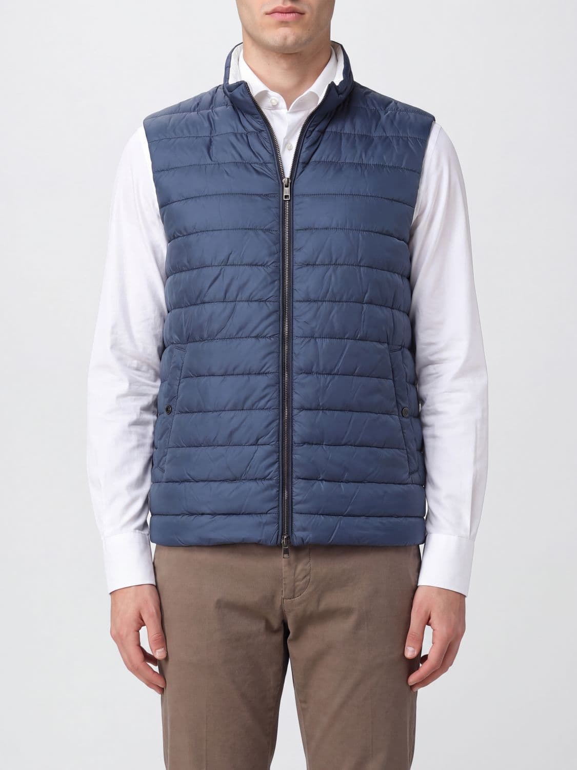 Herno Quilted Nylon Padded Vest with High Collar and Zip Closure