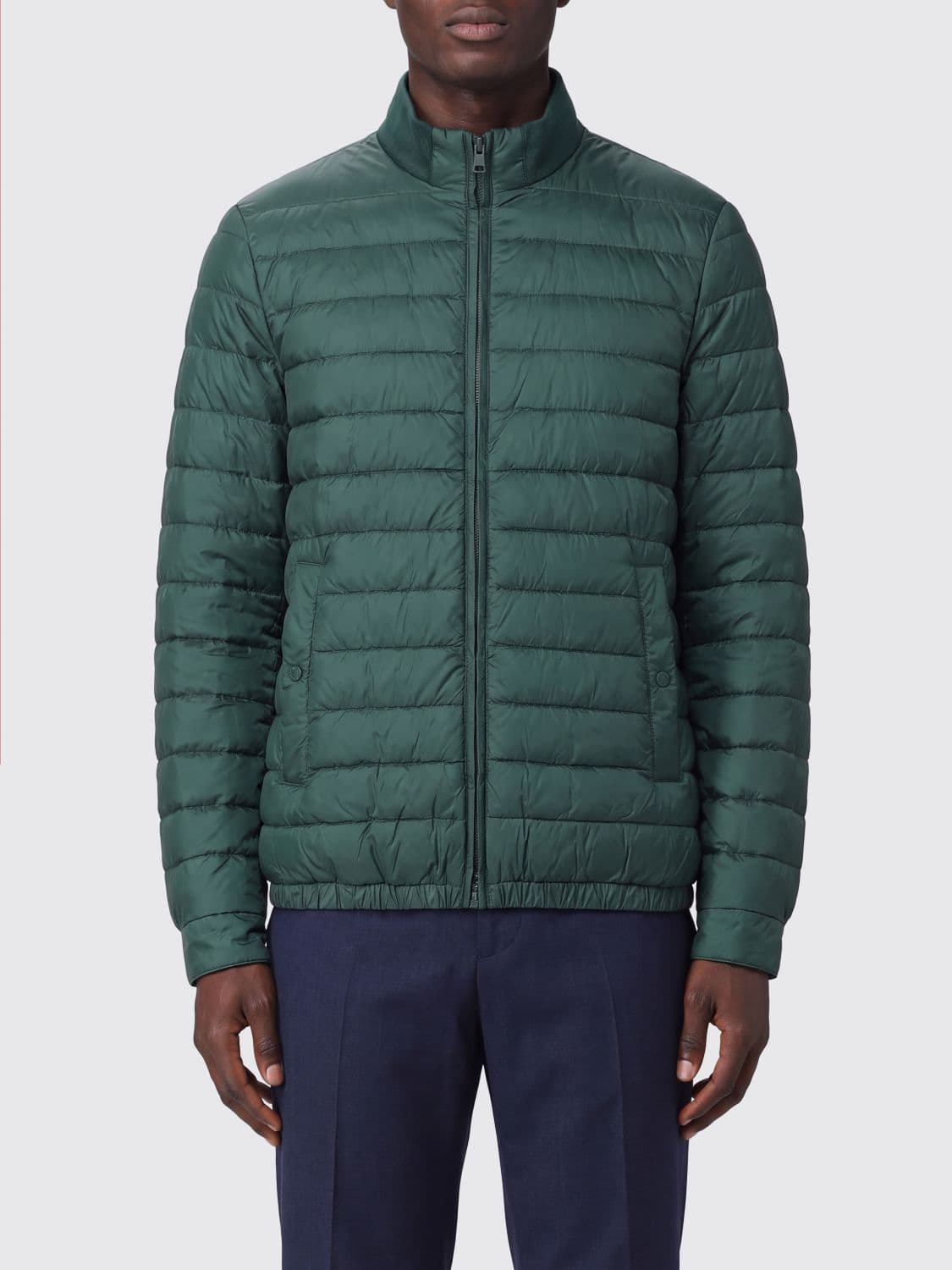 Herno Short Quilted Nylon Puffer Jacket with High Collar and Elasticated Hem