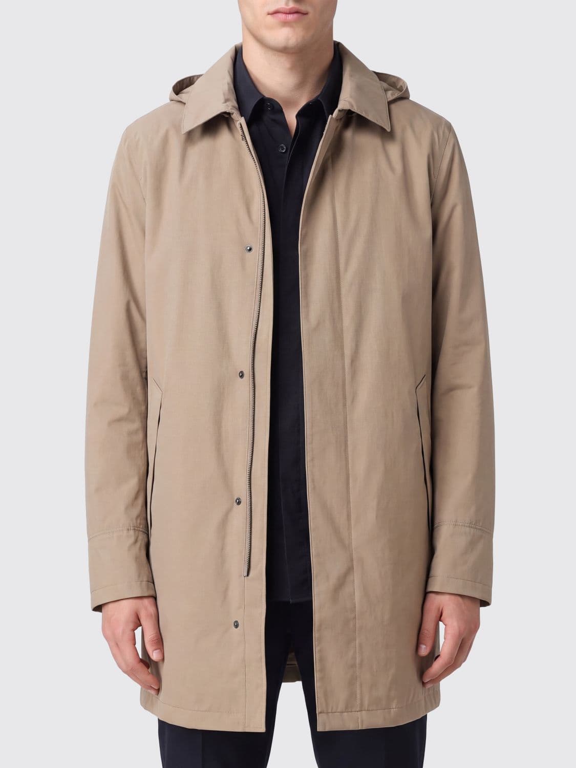 Herno Hooded Technical Fabric Raincoat with Back Vent