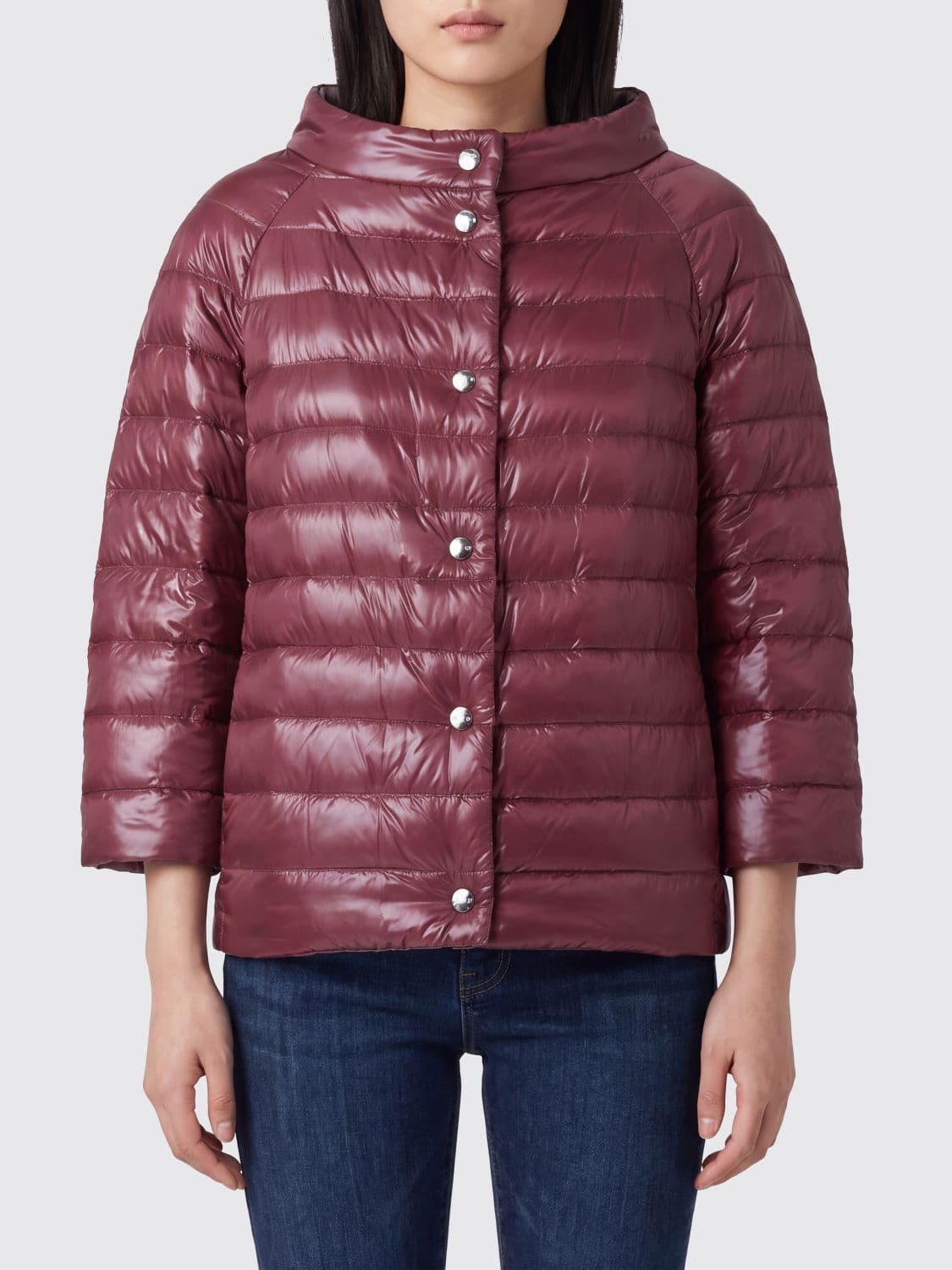 Herno Reversible Round-Neck Cropped Down Jacket in Ultralight Nylon