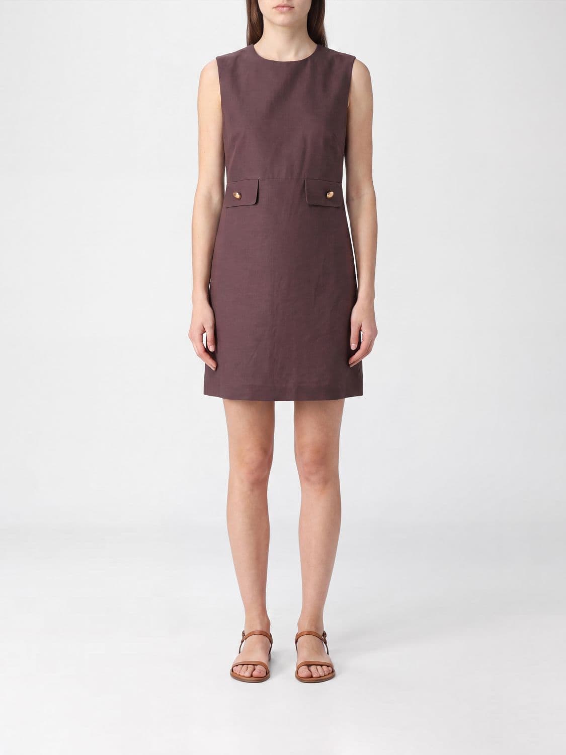 Parosh P. A.R. O.S. H. Off-the-Shoulder Linen Blend Sheath Mini Dress · XS