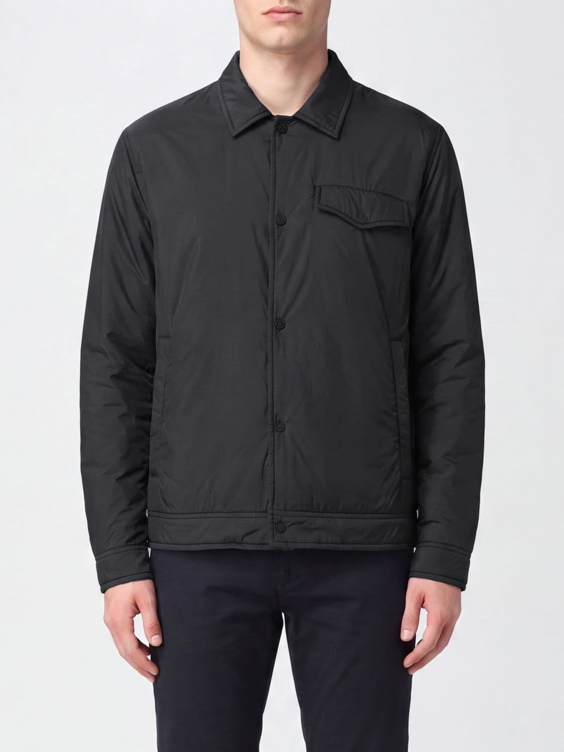 Herno Padded Technical Fabric Shirt Jacket with Flap Pockets