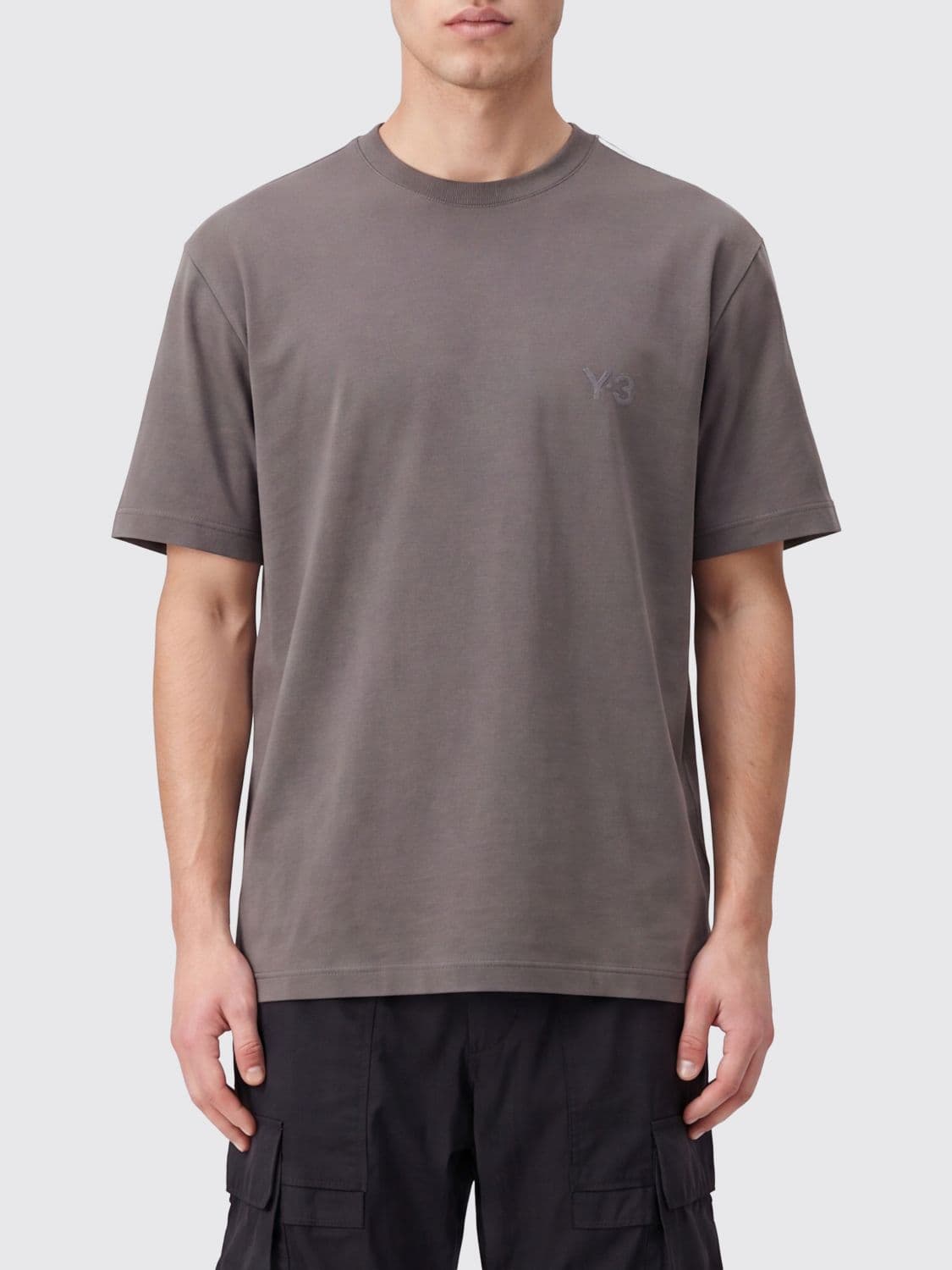 Y-3 Crewneck Cotton T-shirt with Short Sleeves and Tone-on-Tone Logo