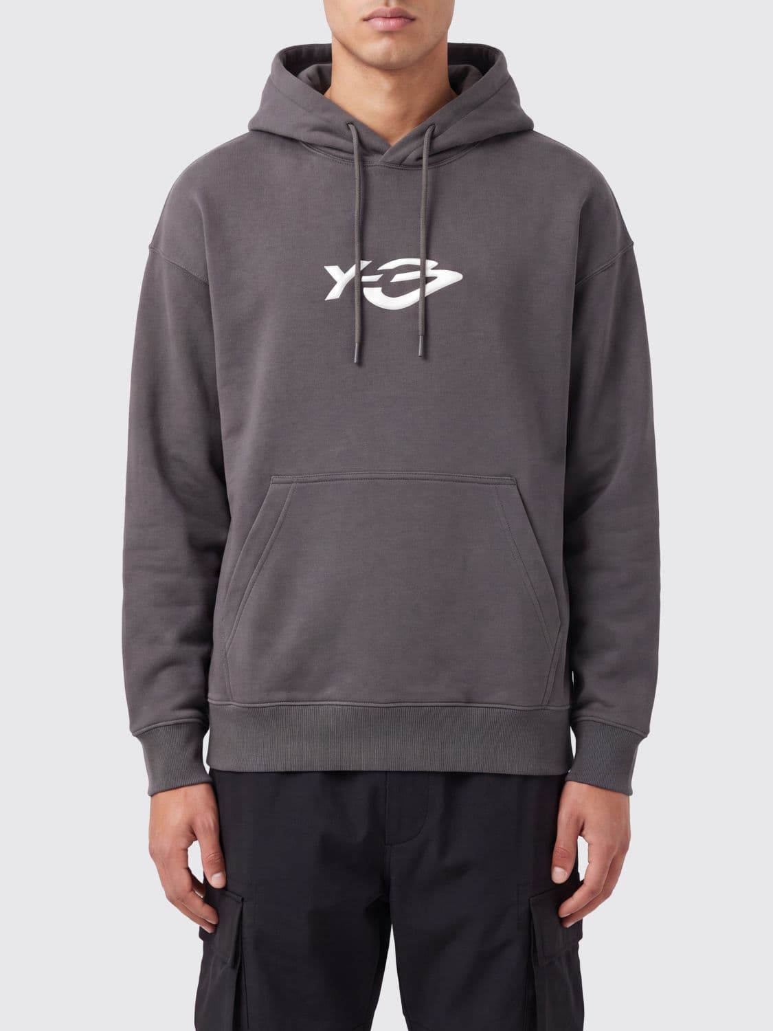 Y-3 Relaxed Fit Cotton Hoodie with Contrast Logo