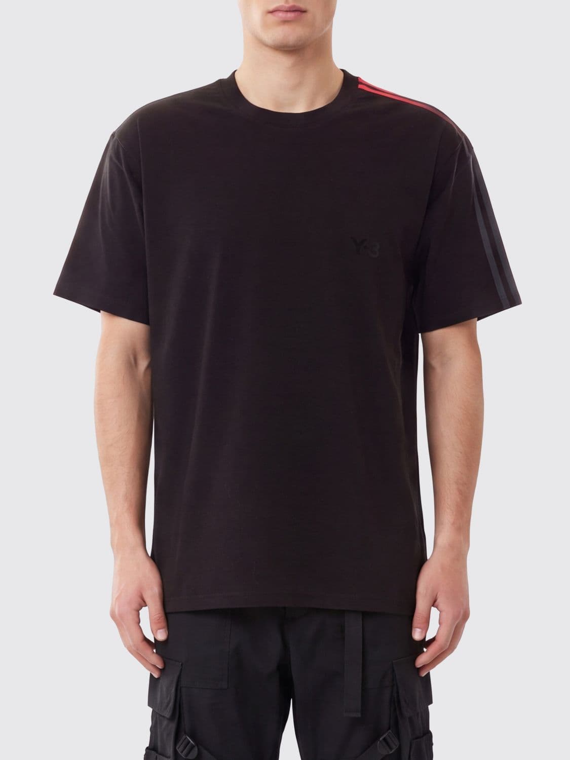 Y-3 Crewneck Cotton T-shirt with Short Sleeves and 3-Stripes Adidas Logo