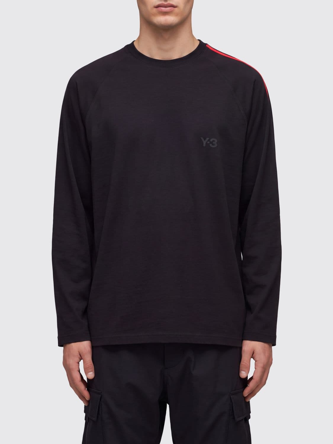 Y-3 Relaxed Fit Long-Sleeved Cotton T-Shirt with Tone-on-Tone Logo