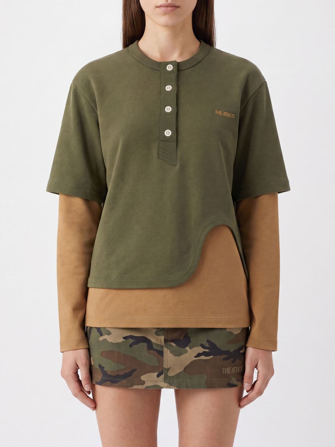 The Attico Crewneck Cotton Sweatshirt with Contrasting Embroidered Logo
