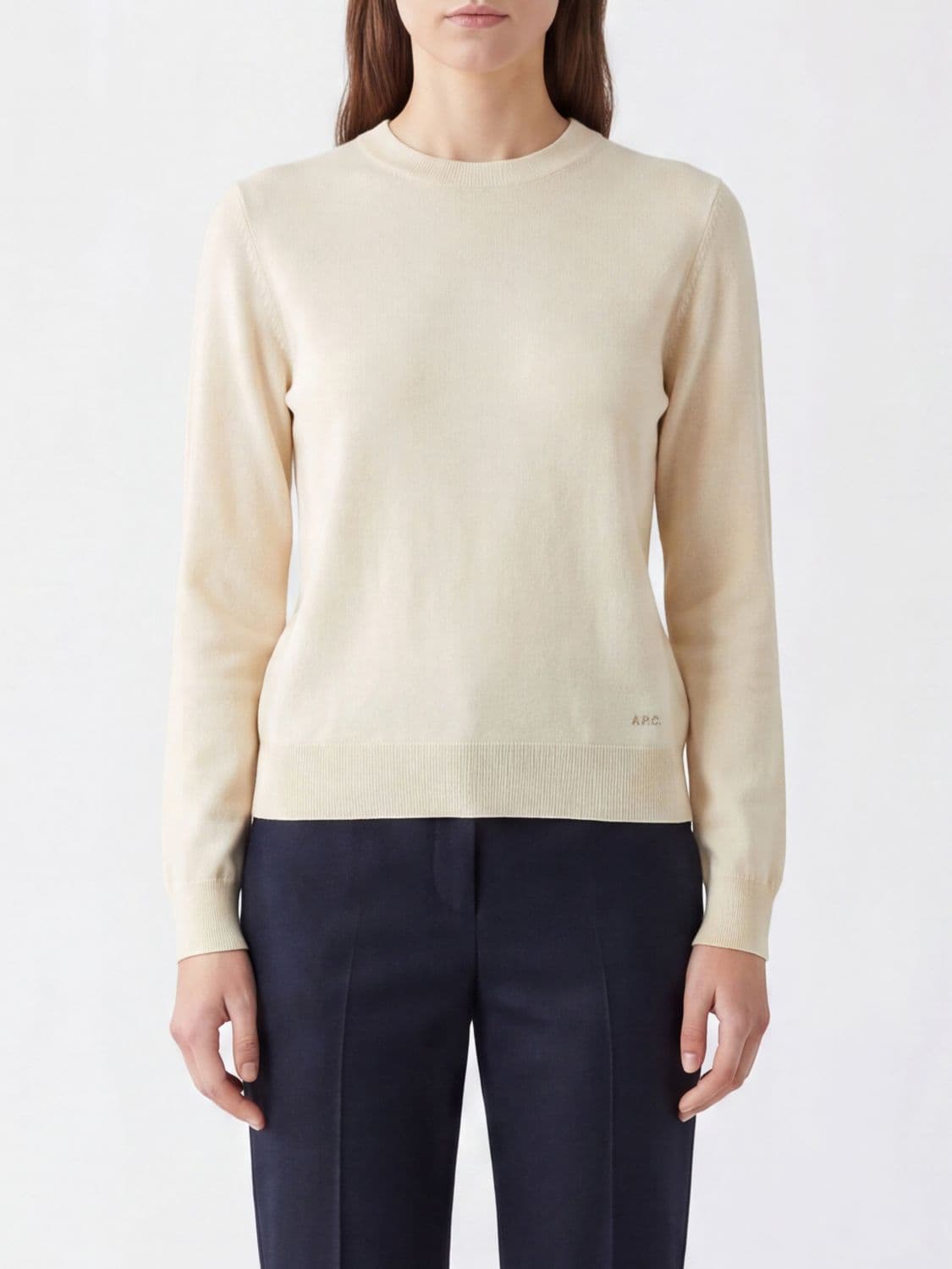 A.p.c. A. P.C. Slim Fit Crewneck Jumper in Pure Virgin Wool with Long Sleeves
