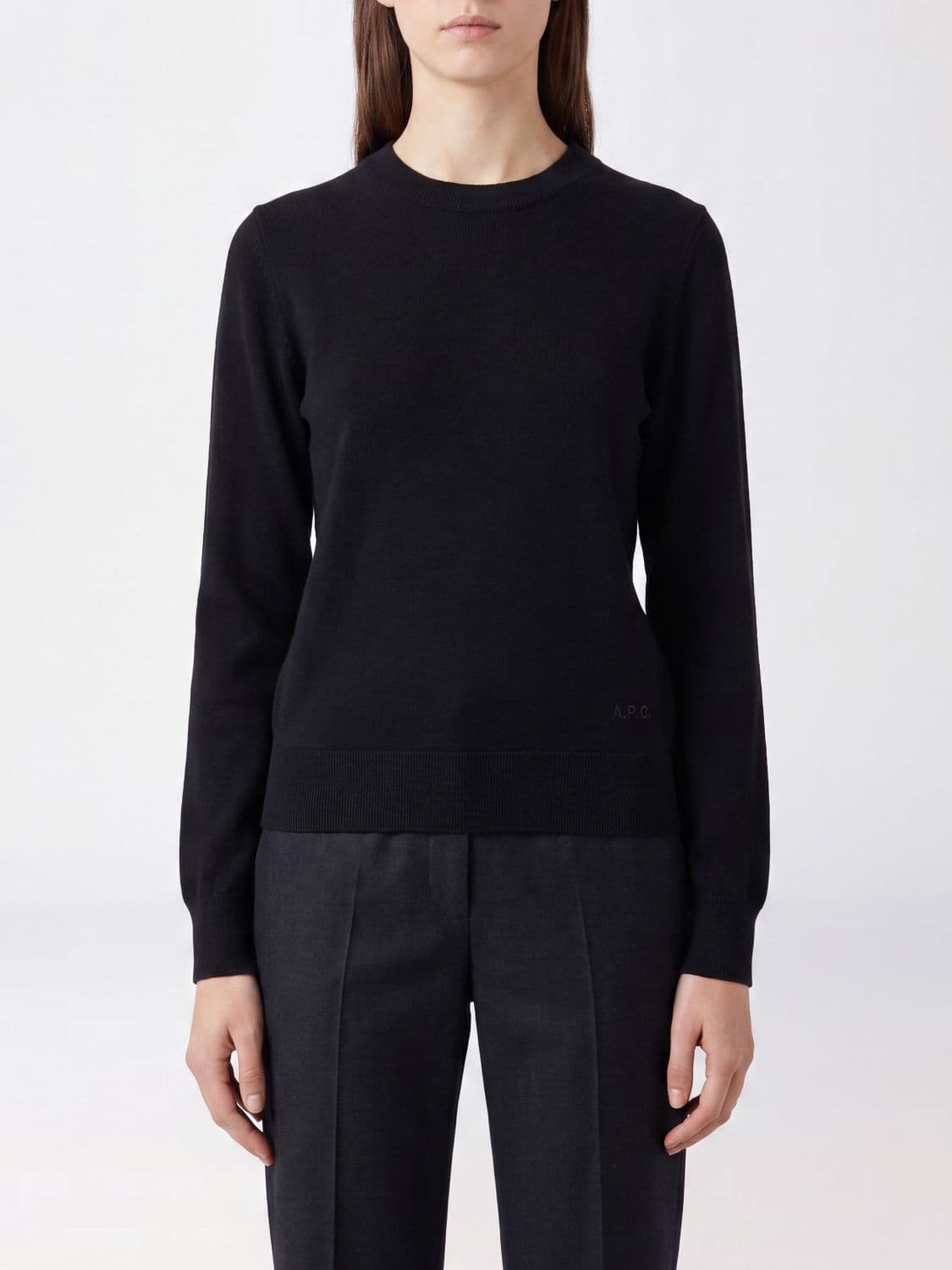 A.p.c. A. P.C. Slim Fit Crewneck Jumper in Pure Virgin Wool with Long Sleeves