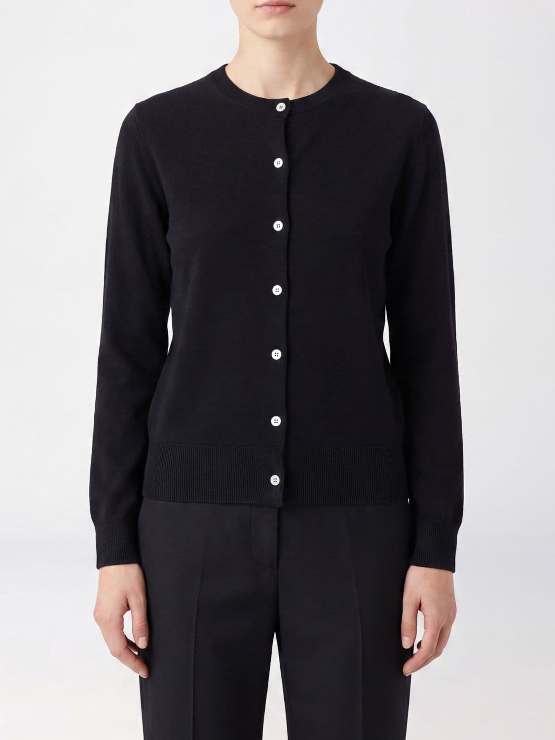 A.p.c. A. P.C. Slim Fit Cardigan in Pure Virgin Wool with Crew Neck