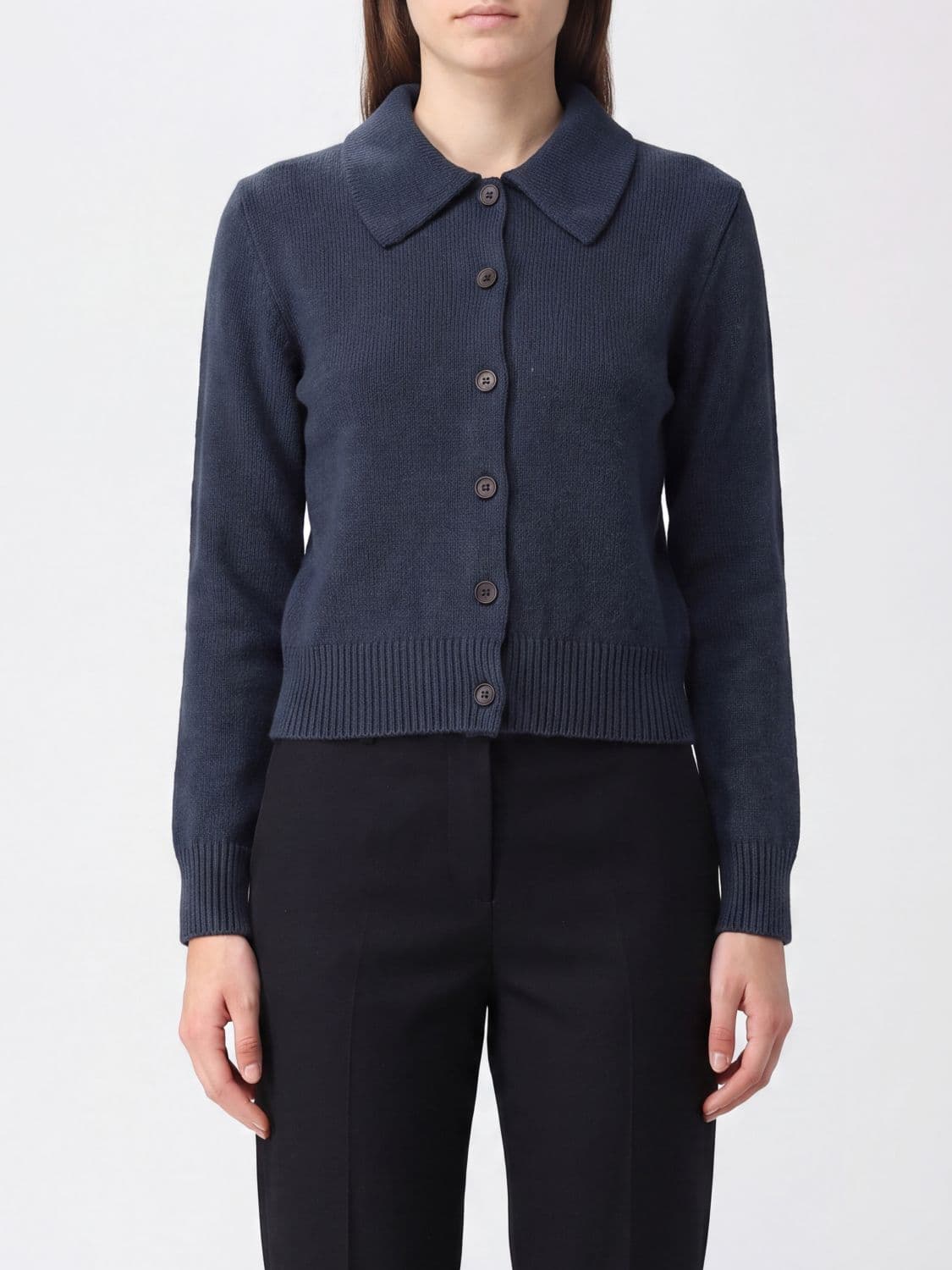 A.p.c. A. P.C. Cardigan in Wool and Cotton Blend with Classic Collar and Buttons
