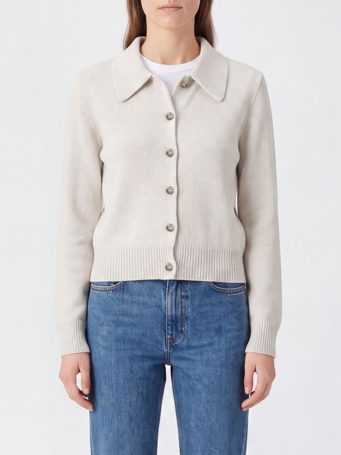 A.p.c. A. P.C. Cardigan in Wool and Cotton Blend with Classic Collar and Buttons