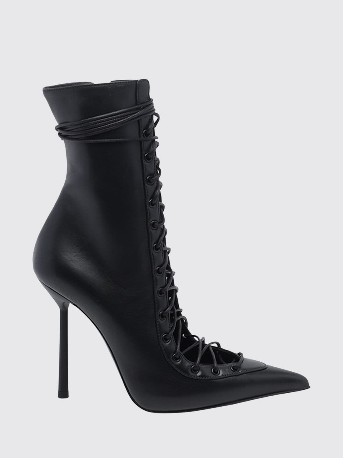 Le Silla Colette Smooth Leather Lace-Up Ankle Boots with Stiletto Heel