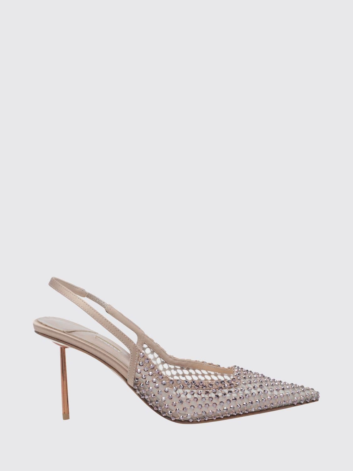 Le Silla Gilda Crystal-Embroidered Mesh High-Heeled Slingback Pumps