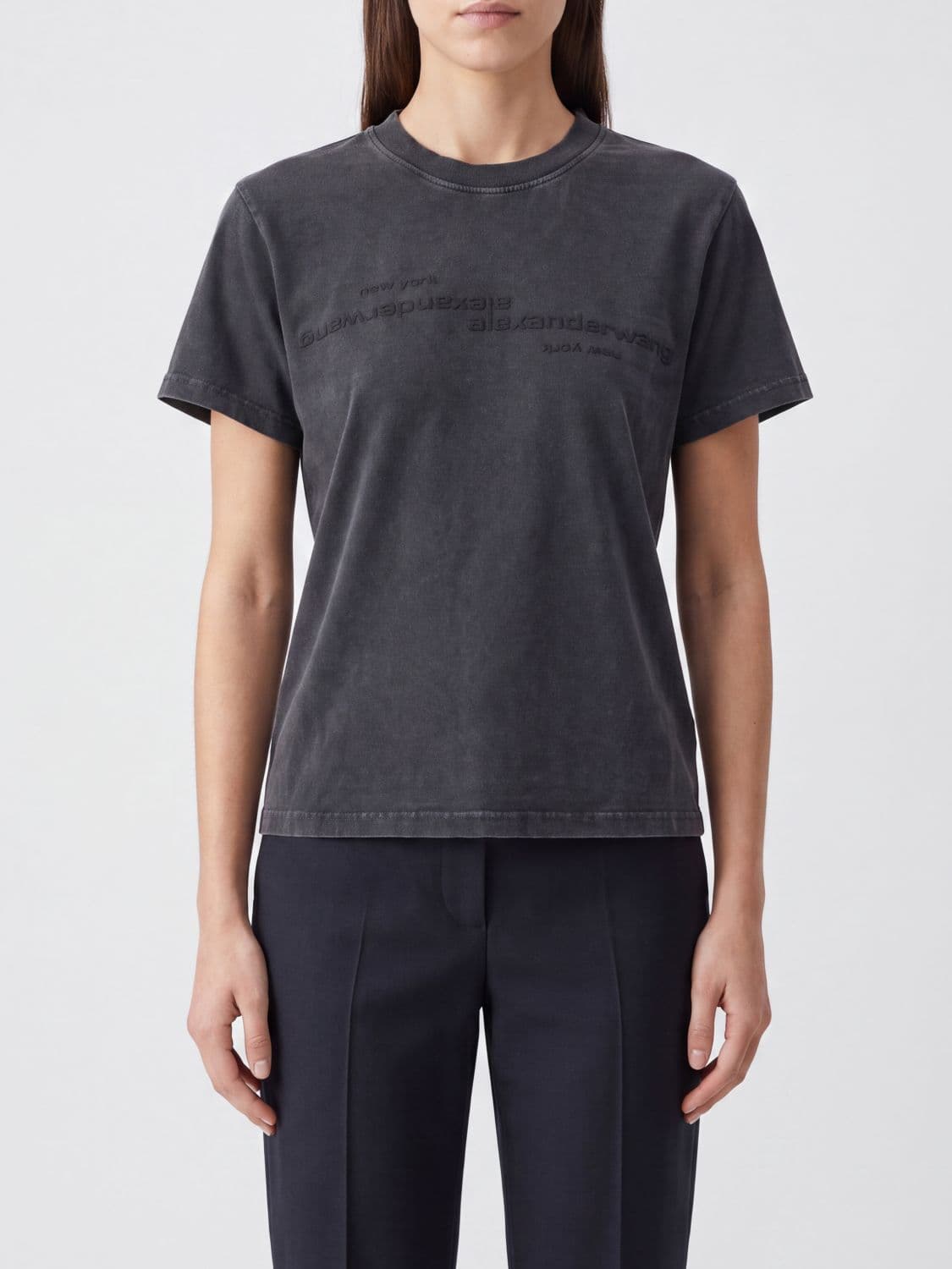 Alexander Wang Slim Fit Cotton T-Shirt with Printed Logo and Short Sleeves