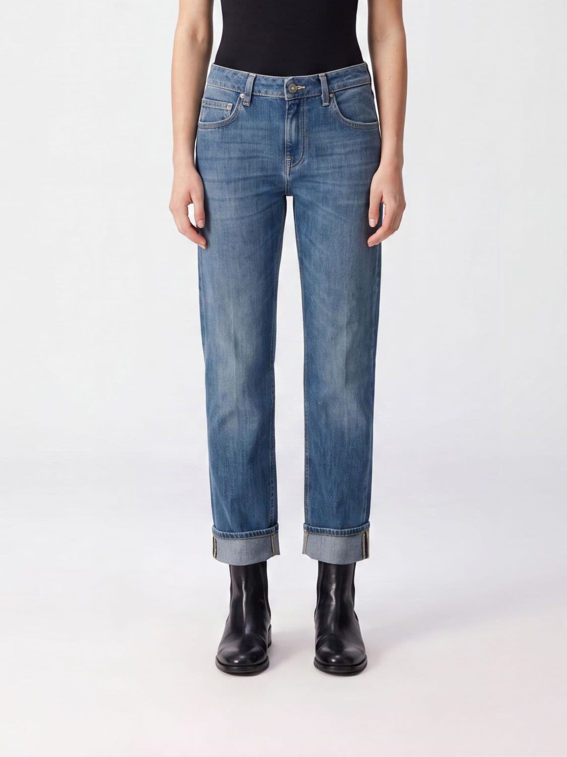 Dondup Coco Mid-Rise Skinny Jeans in Stretch Denim with Cuffs