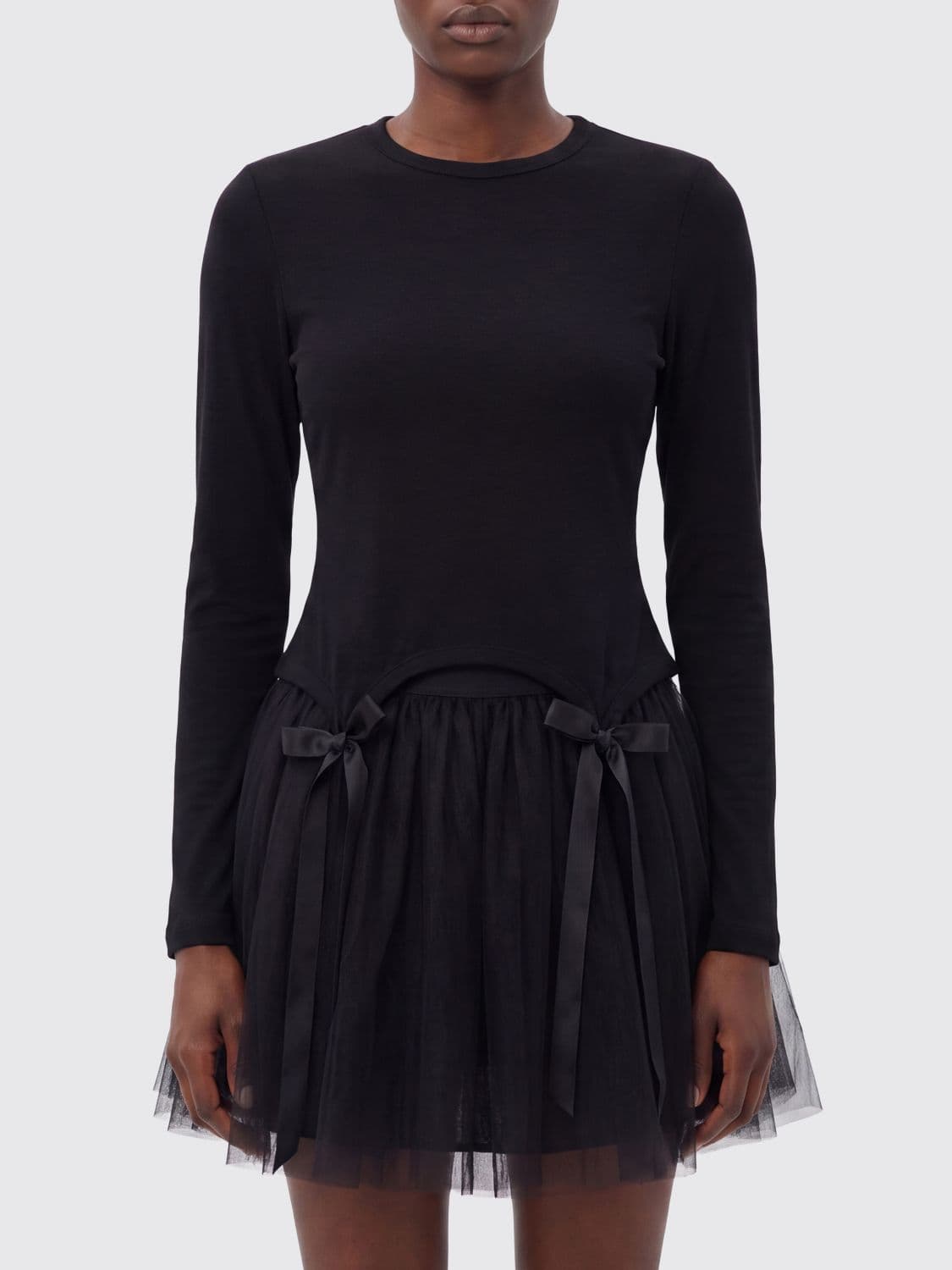Simone Rocha Long-Sleeved Lyocell Top with Embroidery and Bow