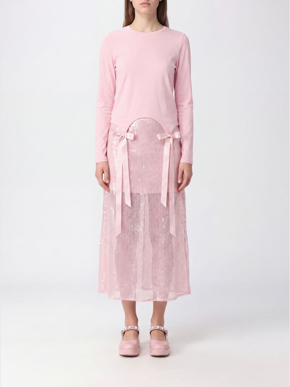 Simone Rocha Long-Sleeved Lyocell Top with Embroidery and Bow