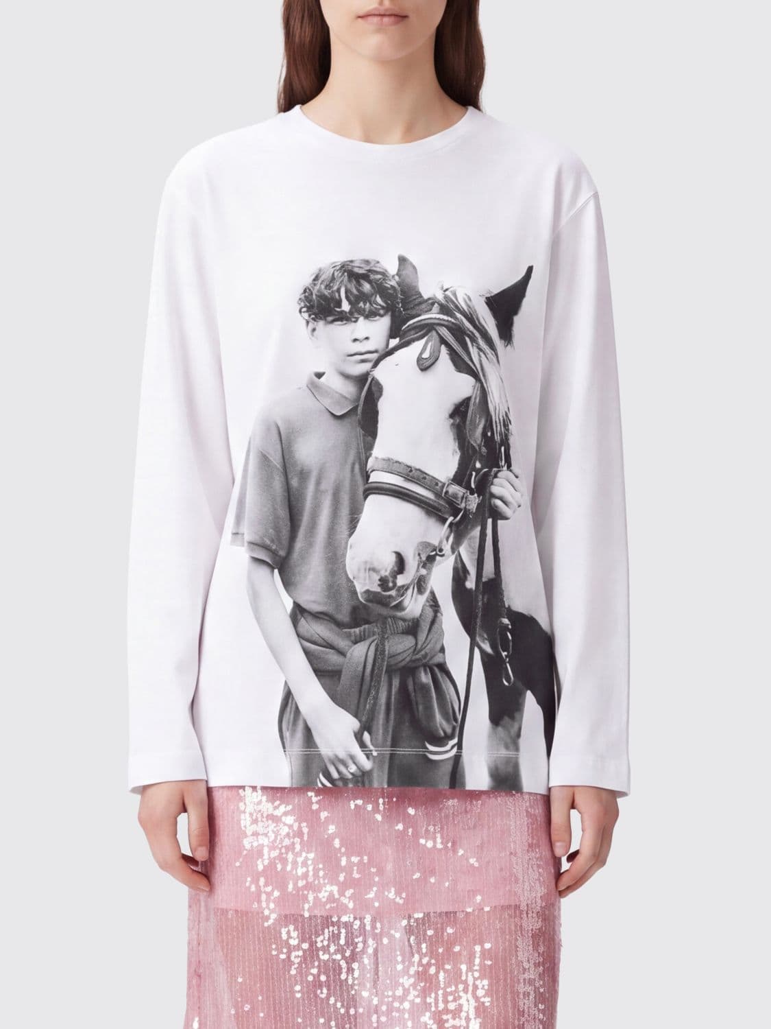 Simone Rocha Long-Sleeved Cotton T-Shirt with Graphic Print
