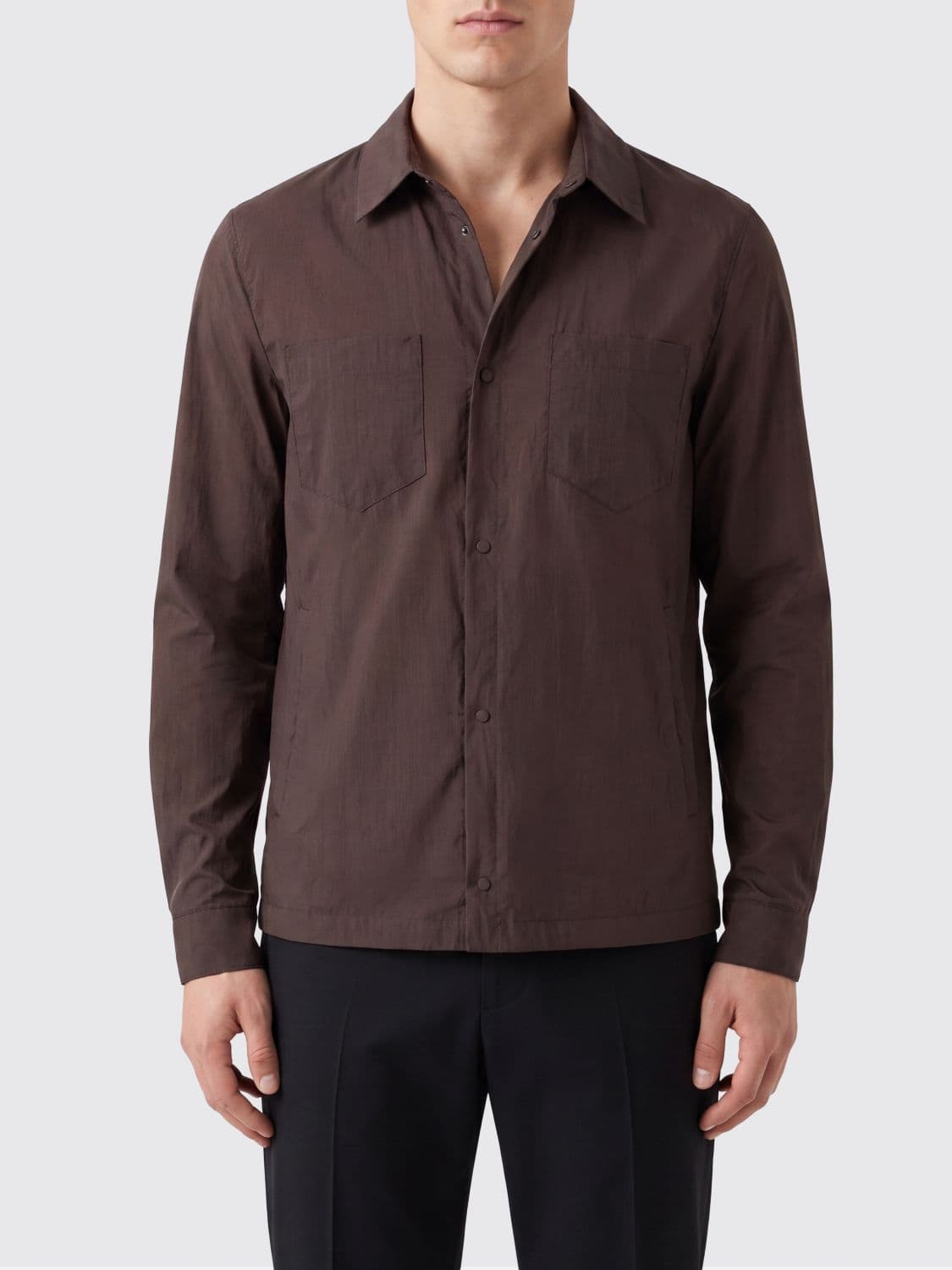 Herno Recycled Ripstop Nylon Shirt Jacket with French Collar