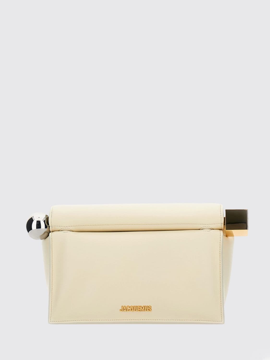 Jacquemus Rond Carré Handheld Clutch in Smooth Lamb Leather with Logo