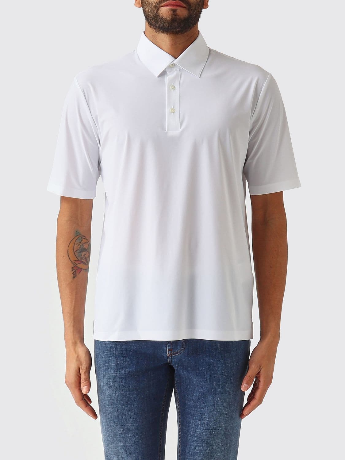 Herno Short-Sleeved Cotton Polo Shirt with Classic Collar and Three-Button Placket · 50