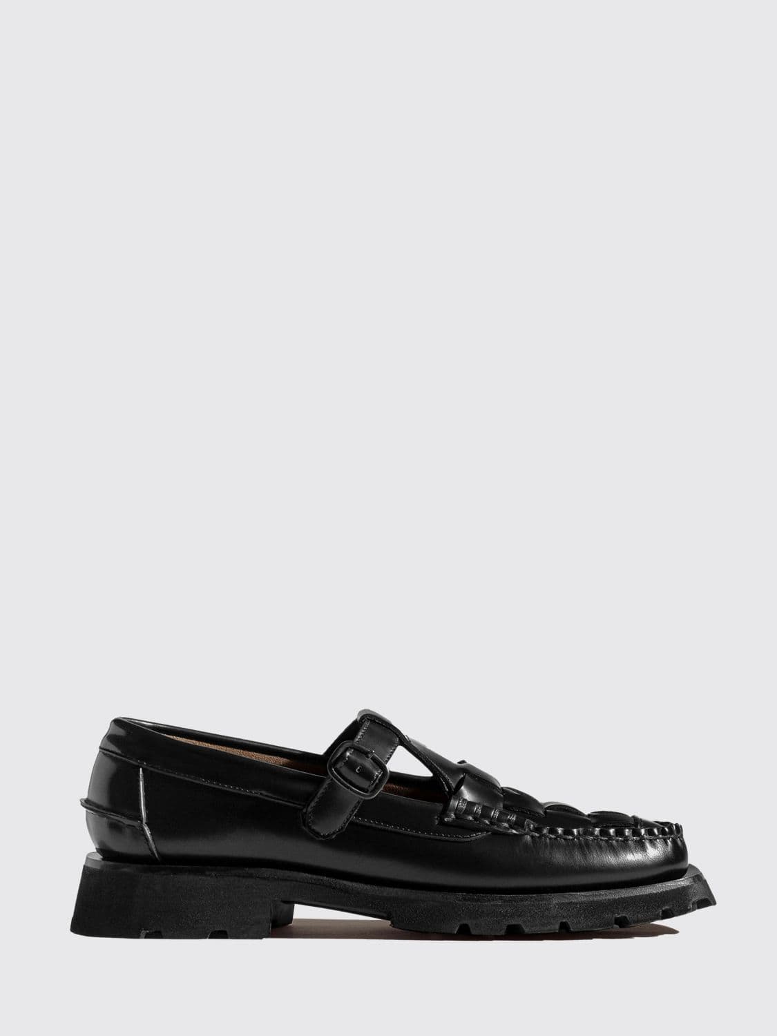 Hereu Soller Sport Woven Brushed Leather T-Bar Loafers