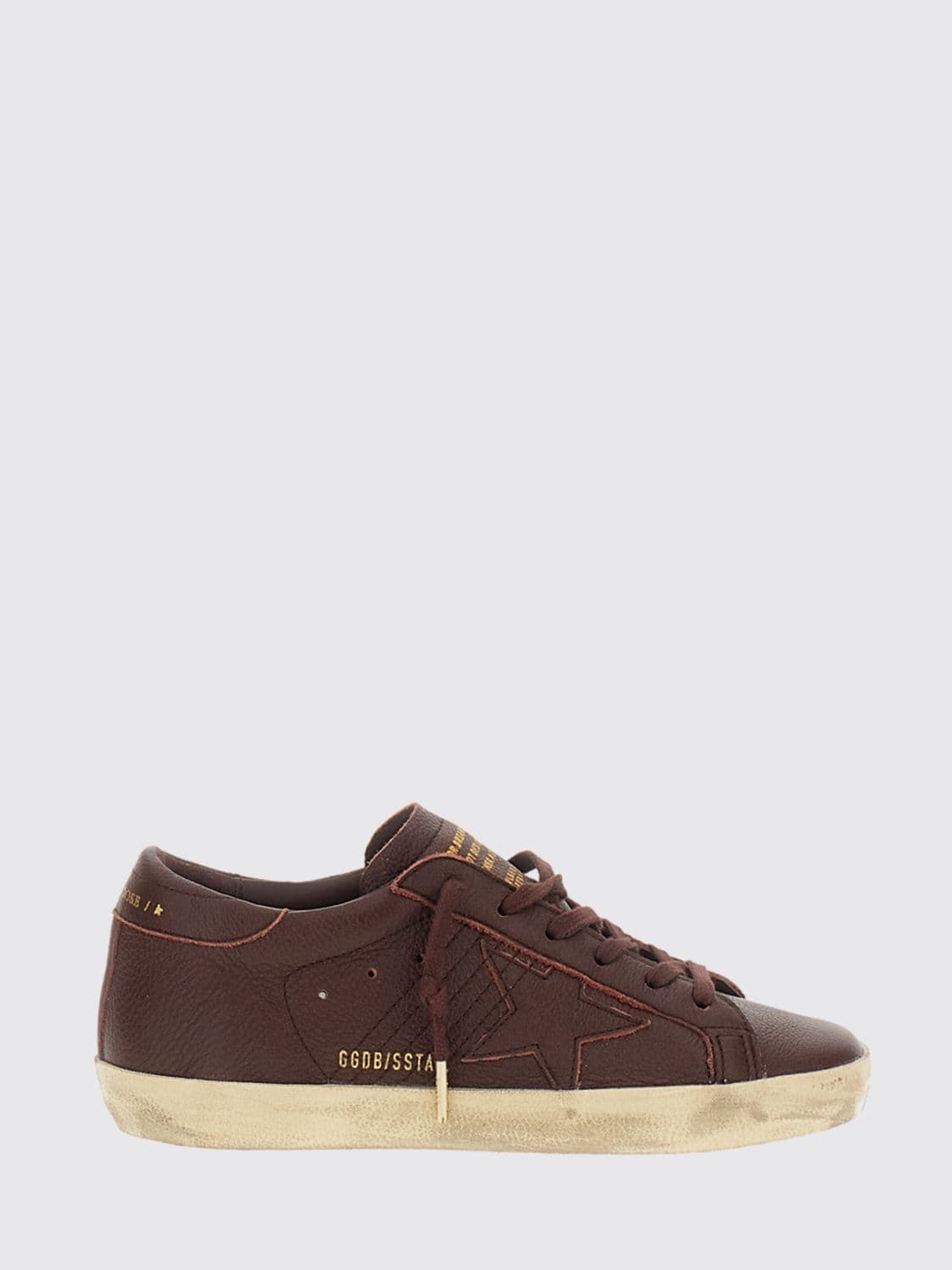 Golden Goose Super-Star Leather Sneakers with Distressed Effect and Contrast Logo
