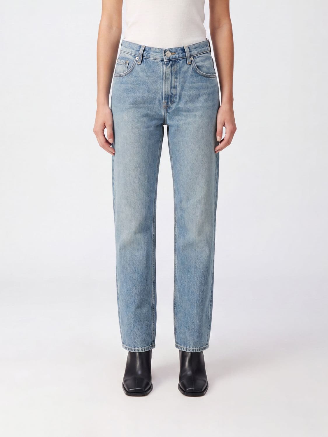 Haikure Lisa High-Waist Straight-Fit Jeans in Cotton Denim with Logo