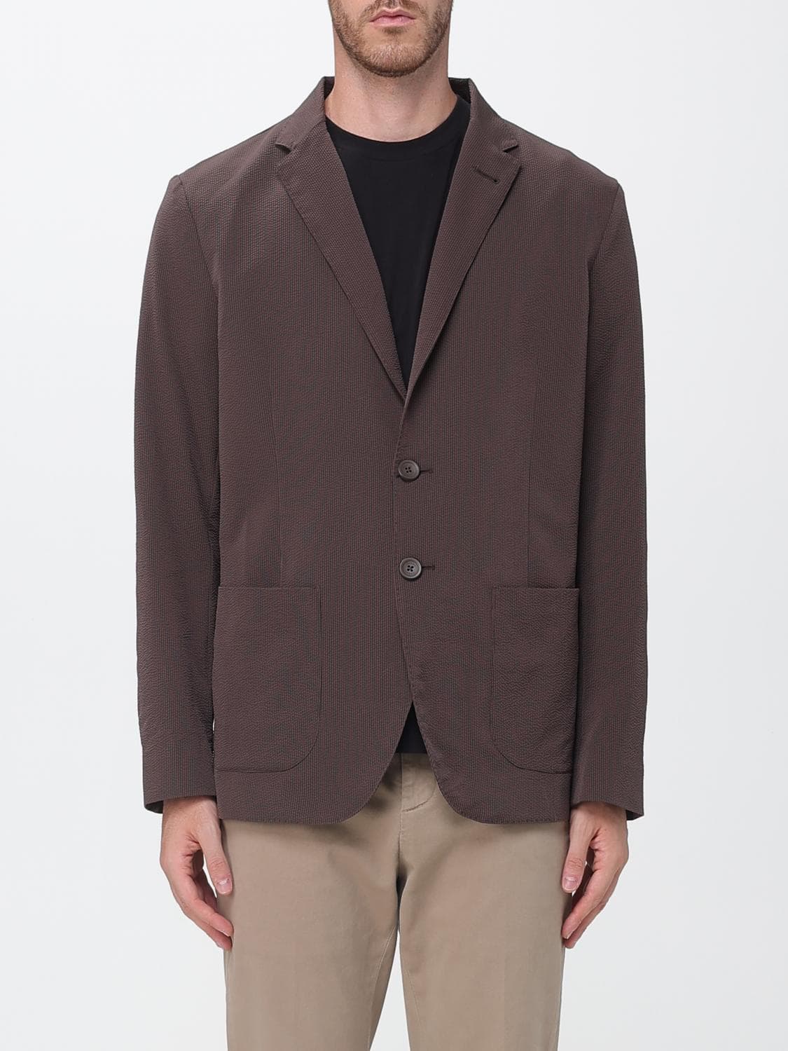 Herno Single-Breasted Technical Fabric Blazer with Patch Pockets