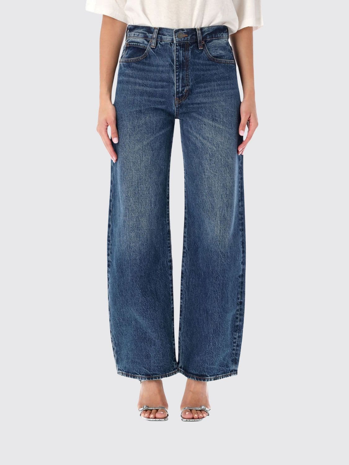 Frame The Bow High-Waisted Wide-Leg Jeans in Cotton Denim