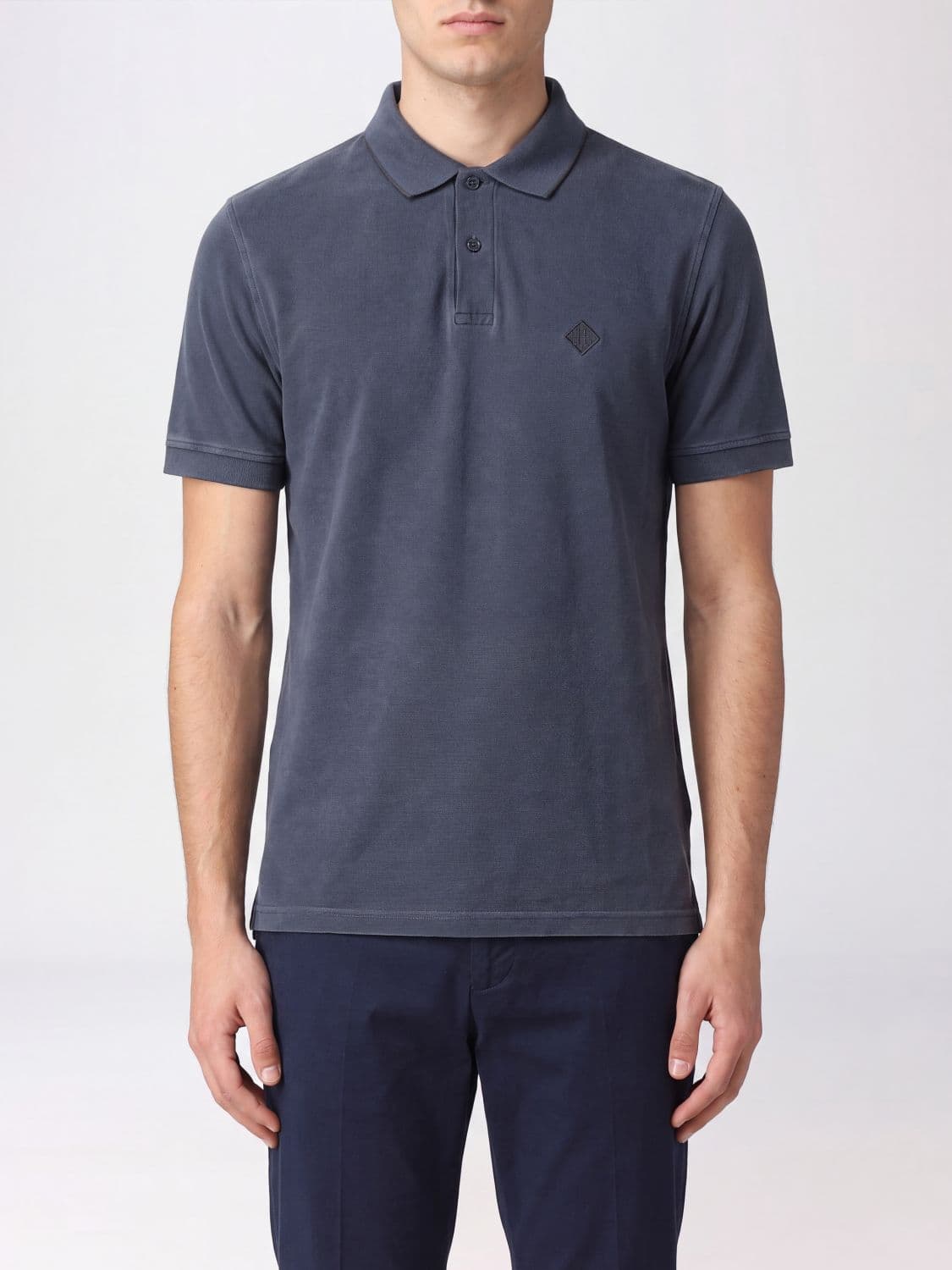 Herno Slim Fit Short-Sleeve Cotton Polo Shirt with Ribbed Collar · 48