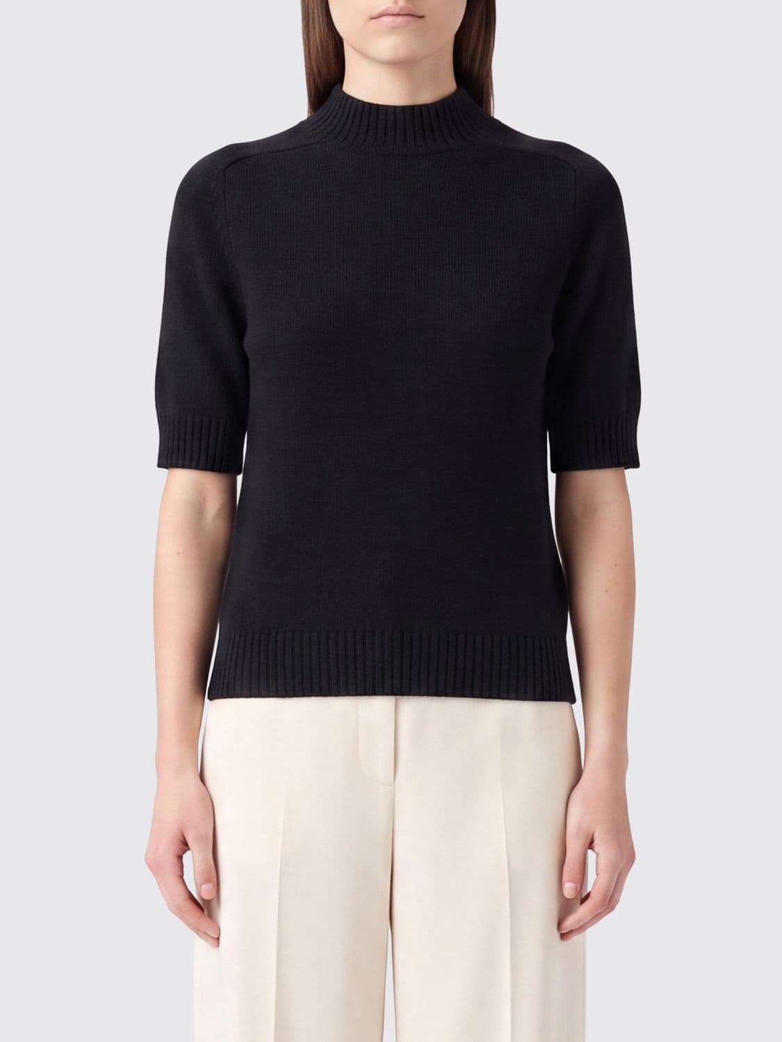 Loulou De Saison Ruth Slim Fit Short-Sleeved Roll Neck in Pure Cashmere