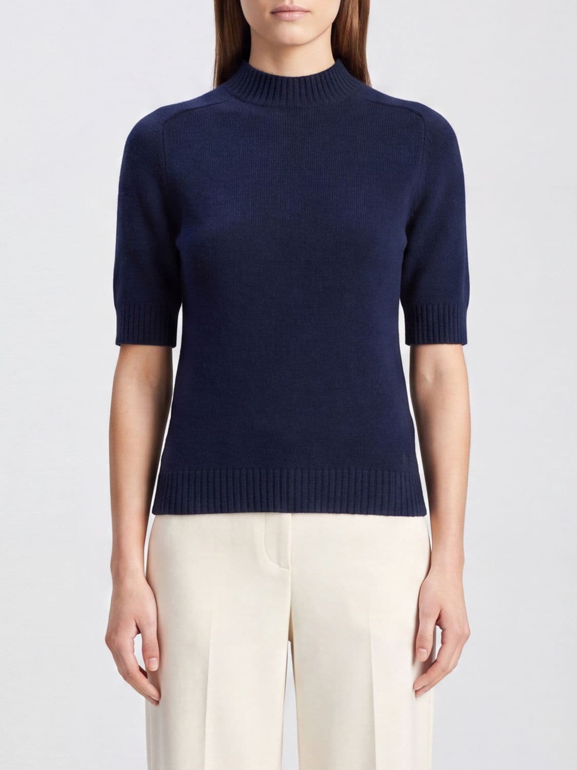 Loulou De Saison Ruth Slim Fit Short-Sleeved Roll Neck in Pure Cashmere