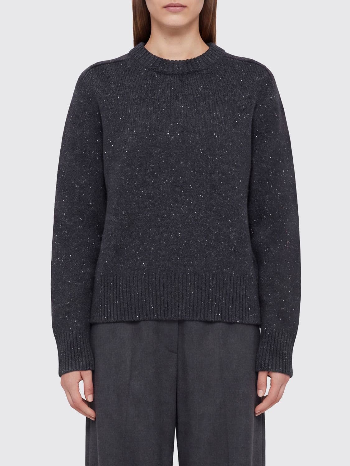 Loulou De Saison Crewneck Jumper in Pure Cashmere with Ribbed Trims