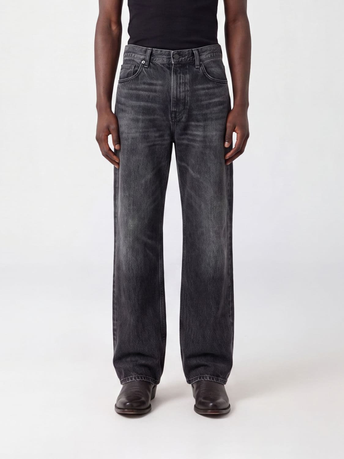 Sunflower Flared Distressed Black Cotton Denim Jeans