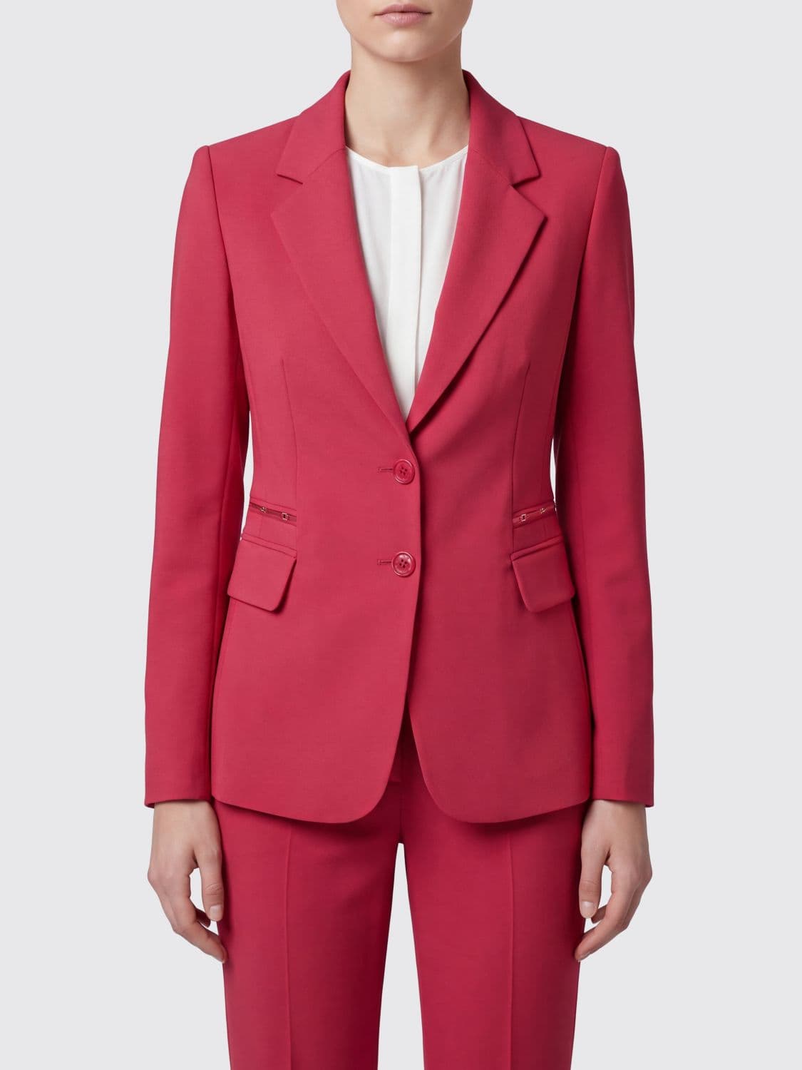 Elisabetta Franchi Cropped Single-Breasted Blazer with Peak Lapels and Slim Fit