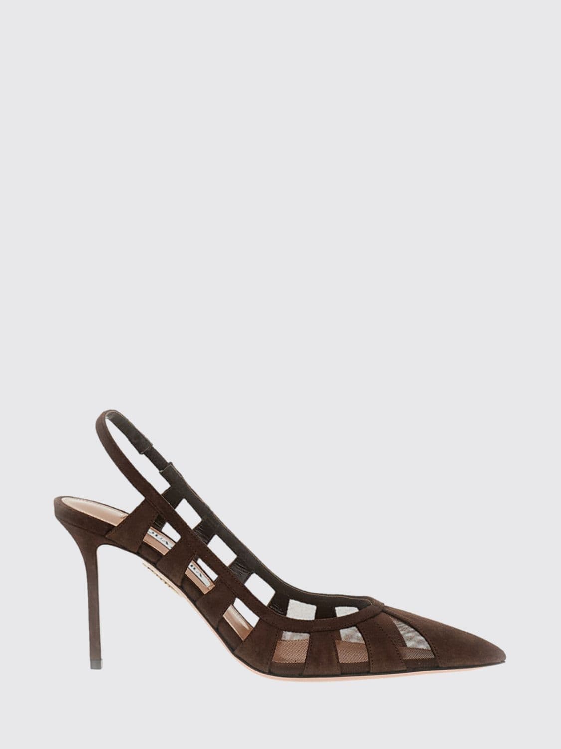Aquazzura Screen Mesh and Suede High-Heel Slingback Pumps
