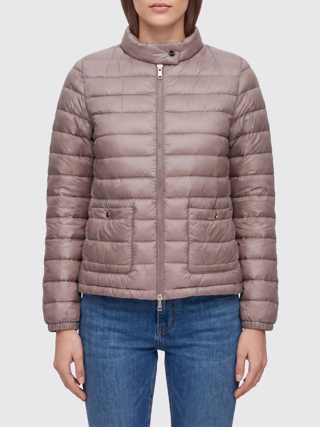 Herno Short Ultralight Nylon Down Jacket with Biker Collar and Zip