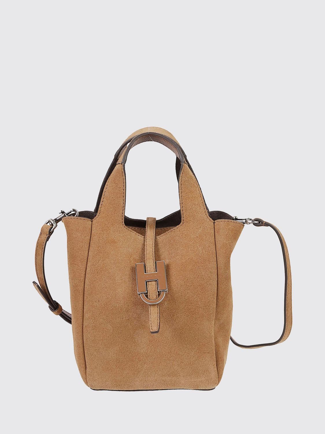 Hogan Suede Mini Tote Bag with Double Handle and Embossed Logo · OS