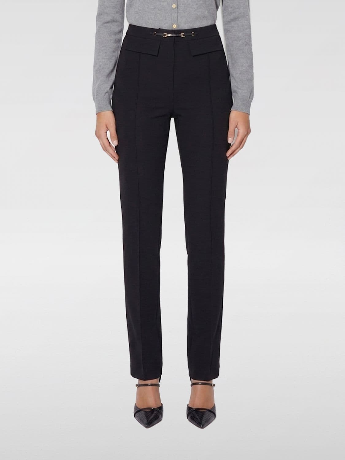Elisabetta Franchi High-Waisted Skinny Stretch-Crêpe Trousers
