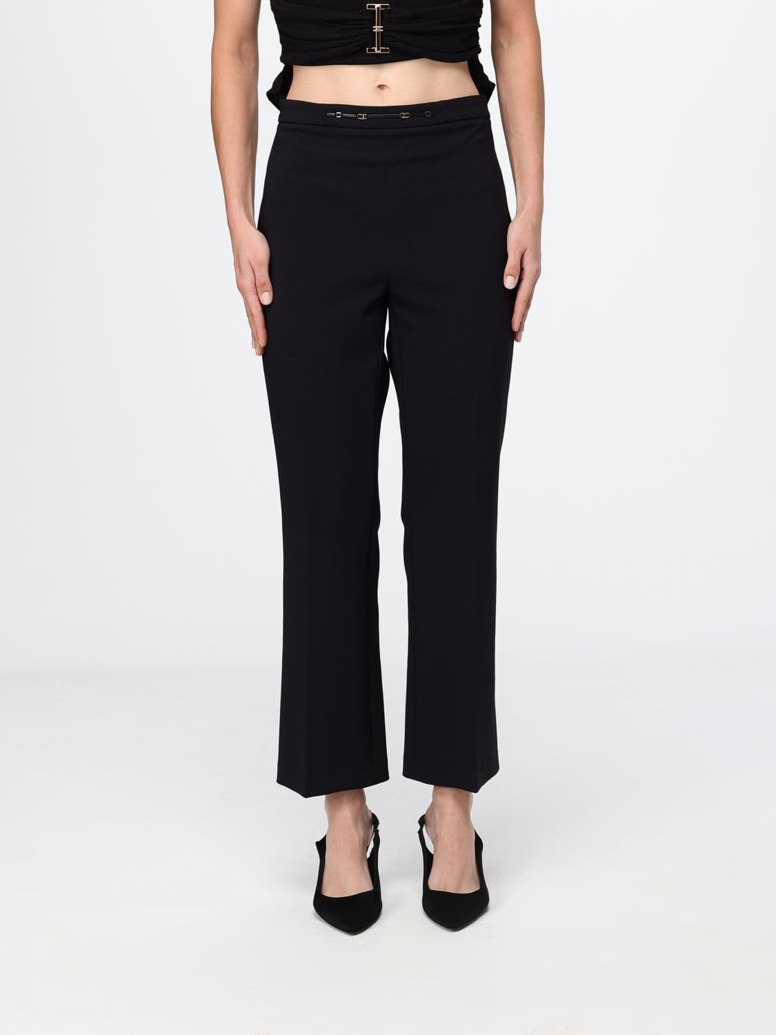 Elisabetta Franchi Slim-Fit Cropped Crêpe Trousers