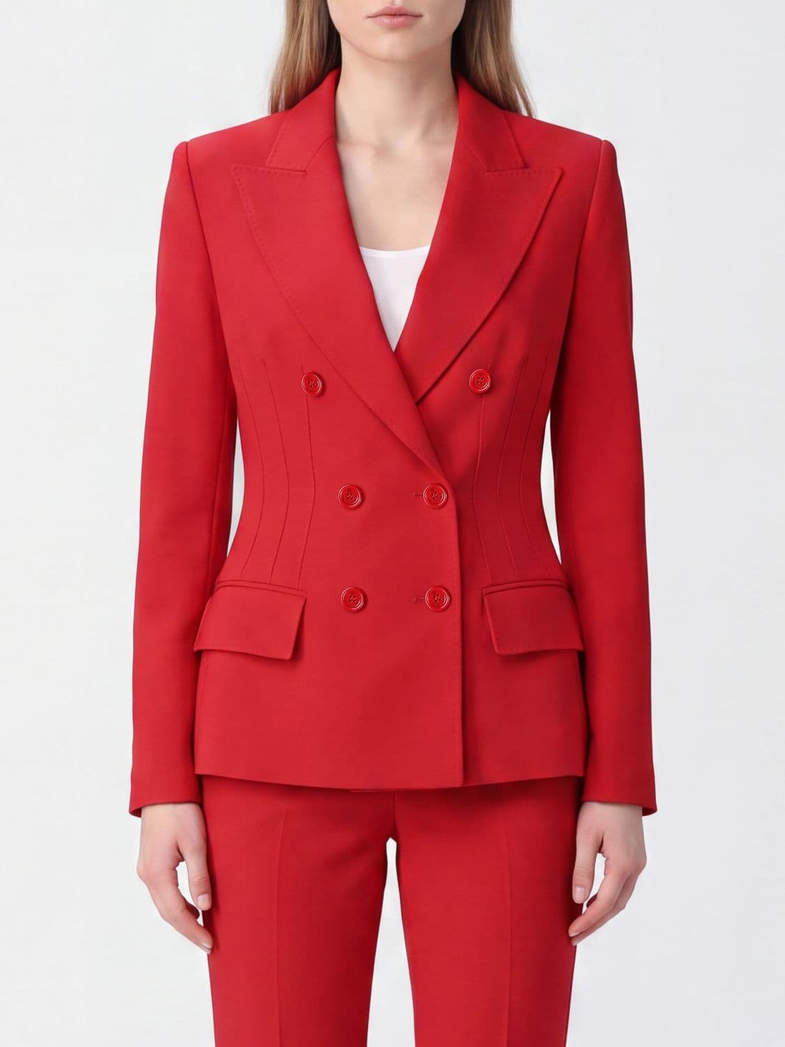 Elisabetta Franchi Double-Breasted Crêpe Blazer with Padded Shoulders