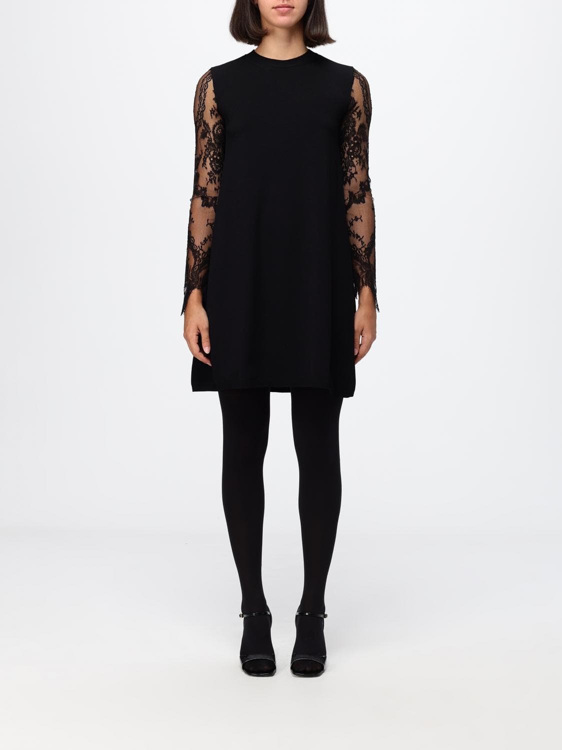 Valentino Garavani Mini Sheath Dress in Viscose Knit with Lace Details