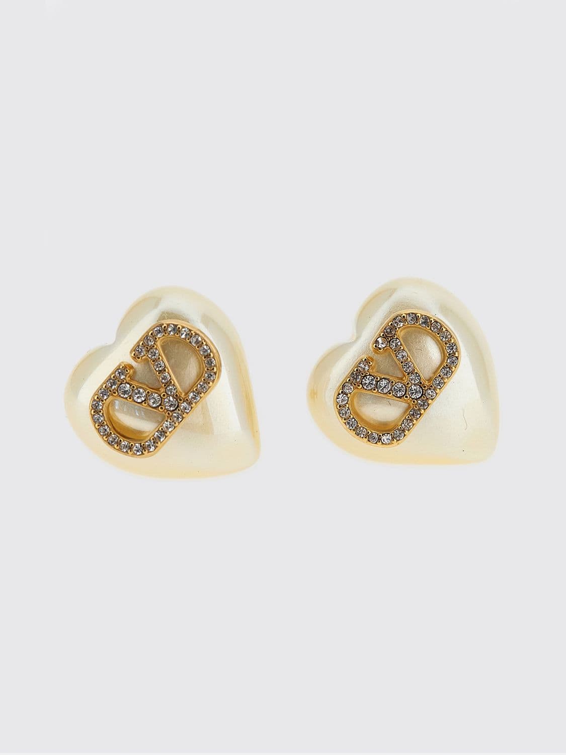 Valentino Garavani VLogo Signature Crystal Heart Stud Earrings · OS